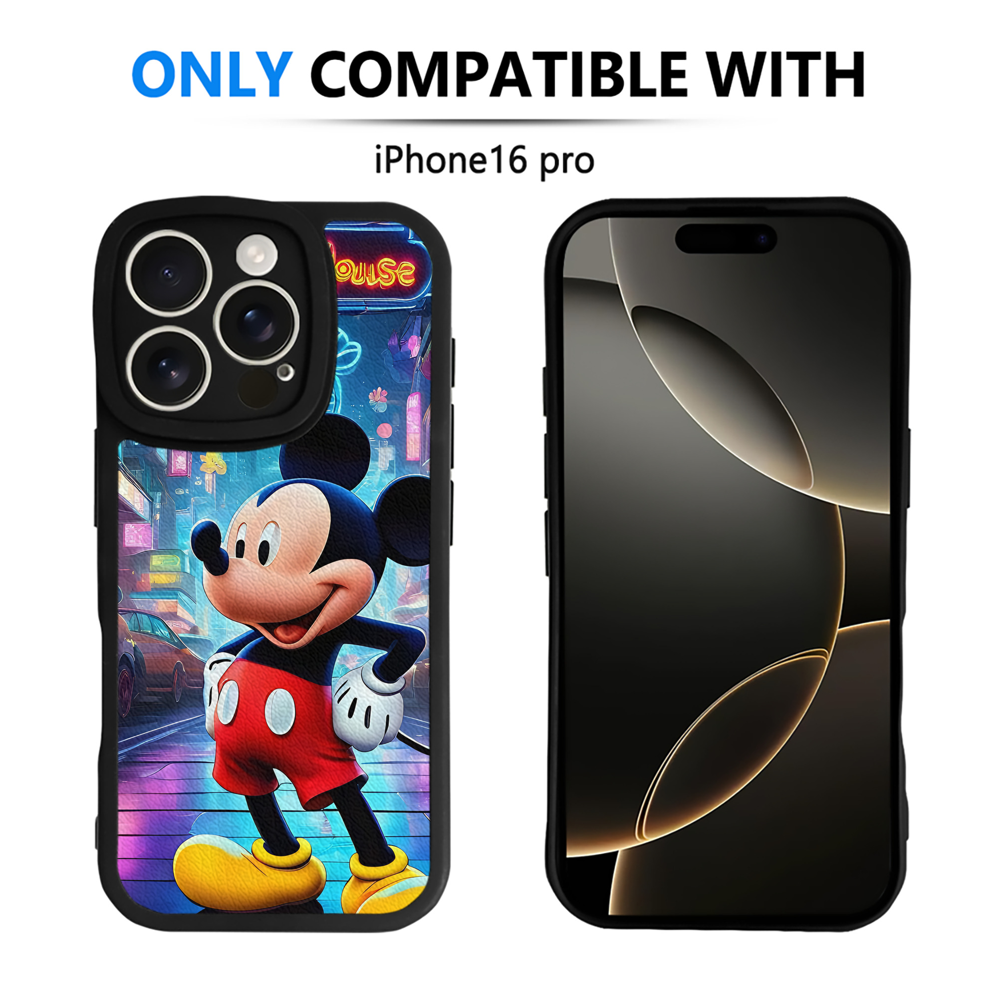 （画像用） ミッキーマウス Mickey Mouse 【iPhone 16シリーズ対応】シリコンスマホケース（レザー調） 材質：シリコン